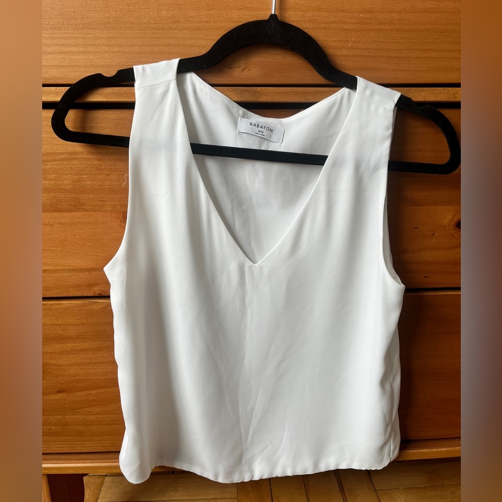 Babaton Silk White Tank Top